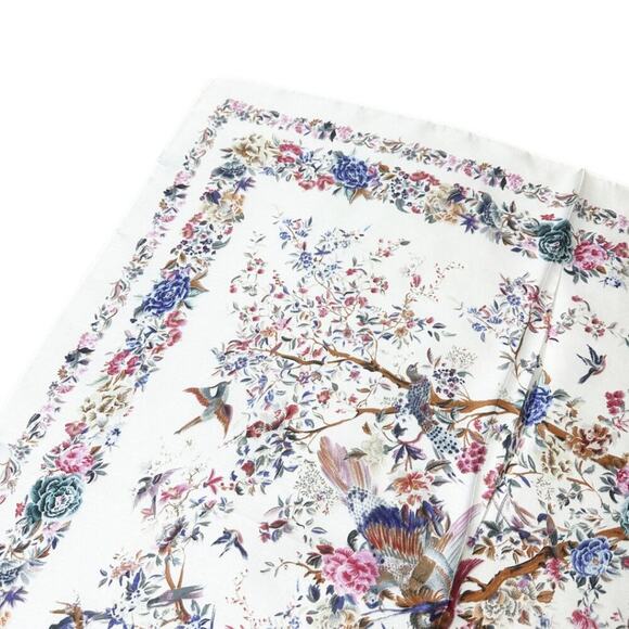 2/$30 NEW Cream Bird Floral Flower Printed Silky Fashion Scarf - Picture 12 of 14